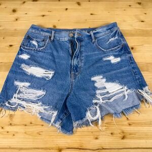 American Eagle Womens Size 12 Highest Rise 90s Boyfriend Distressed Denim Shorts